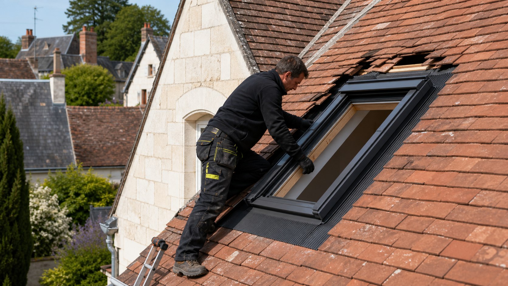 Projection visuelle d’une fenêtre de toit dans des combles aménagés
